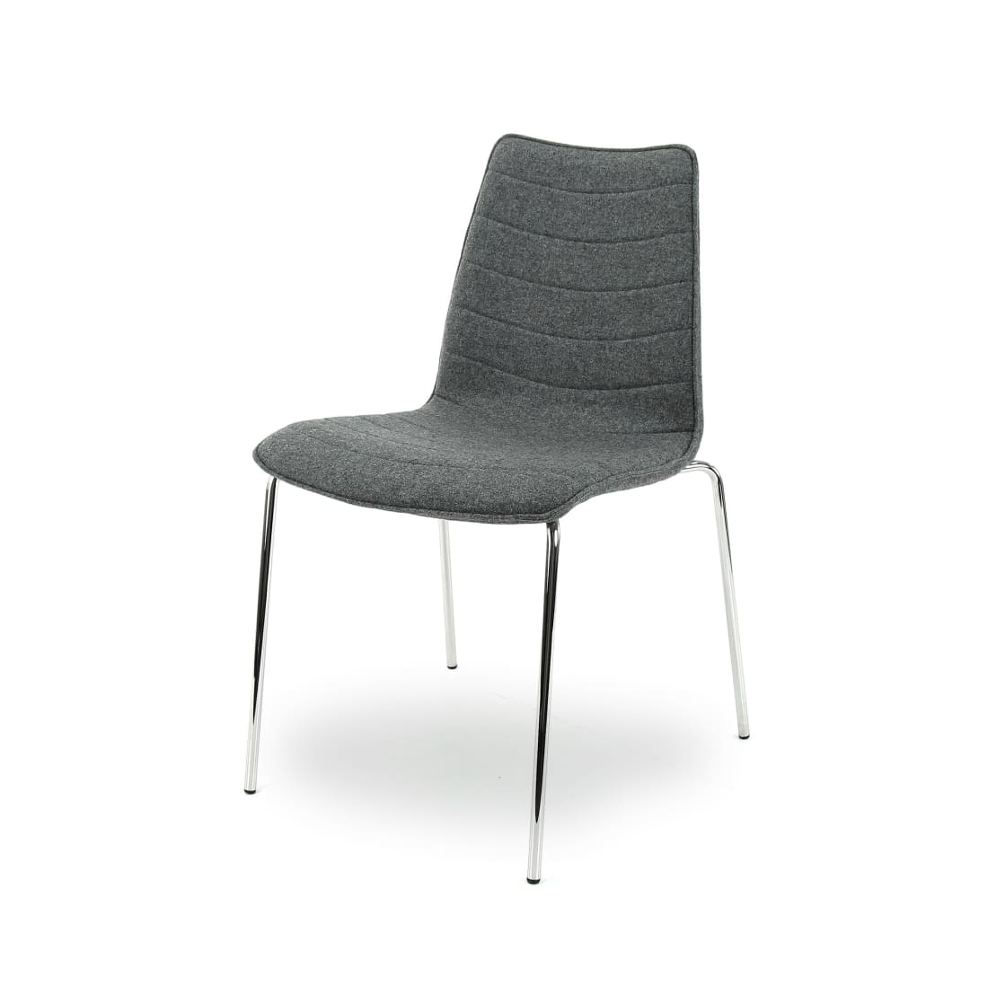 Workliving Verona Dining Chair / Meeting Chair - Mid Grey Wool Felt - Chrome Base