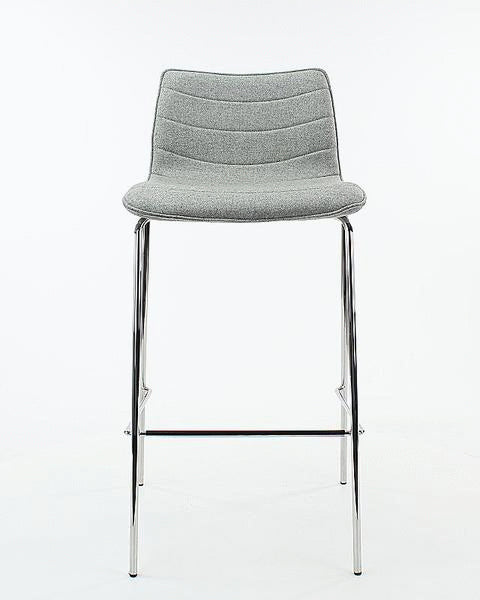 Workliving Verona Bar Stool - Light Grey Wool Felt - Chrome Base