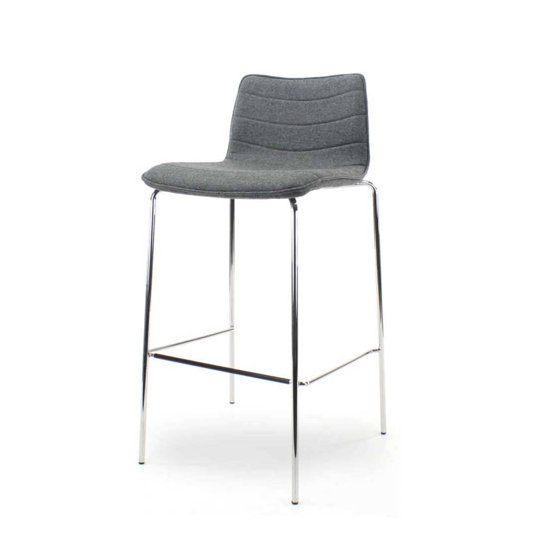Workliving Verona Bar Stool - Mid Grey Wool Felt - Chrome Base