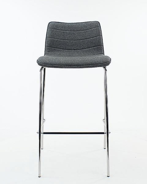 Workliving Verona Bar Stool - Mid Grey Wool Felt - Chrome Base
