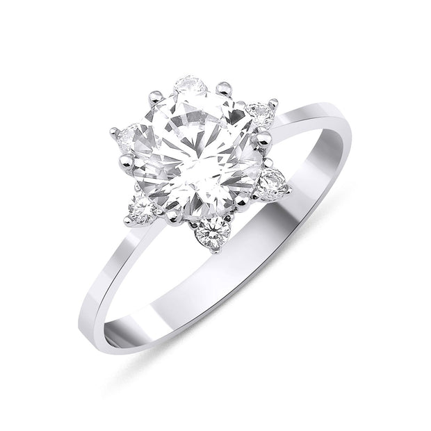 14ct White Gold Lotus Rose Ring 2