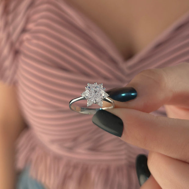 14ct White Gold Lotus Rose Ring 2