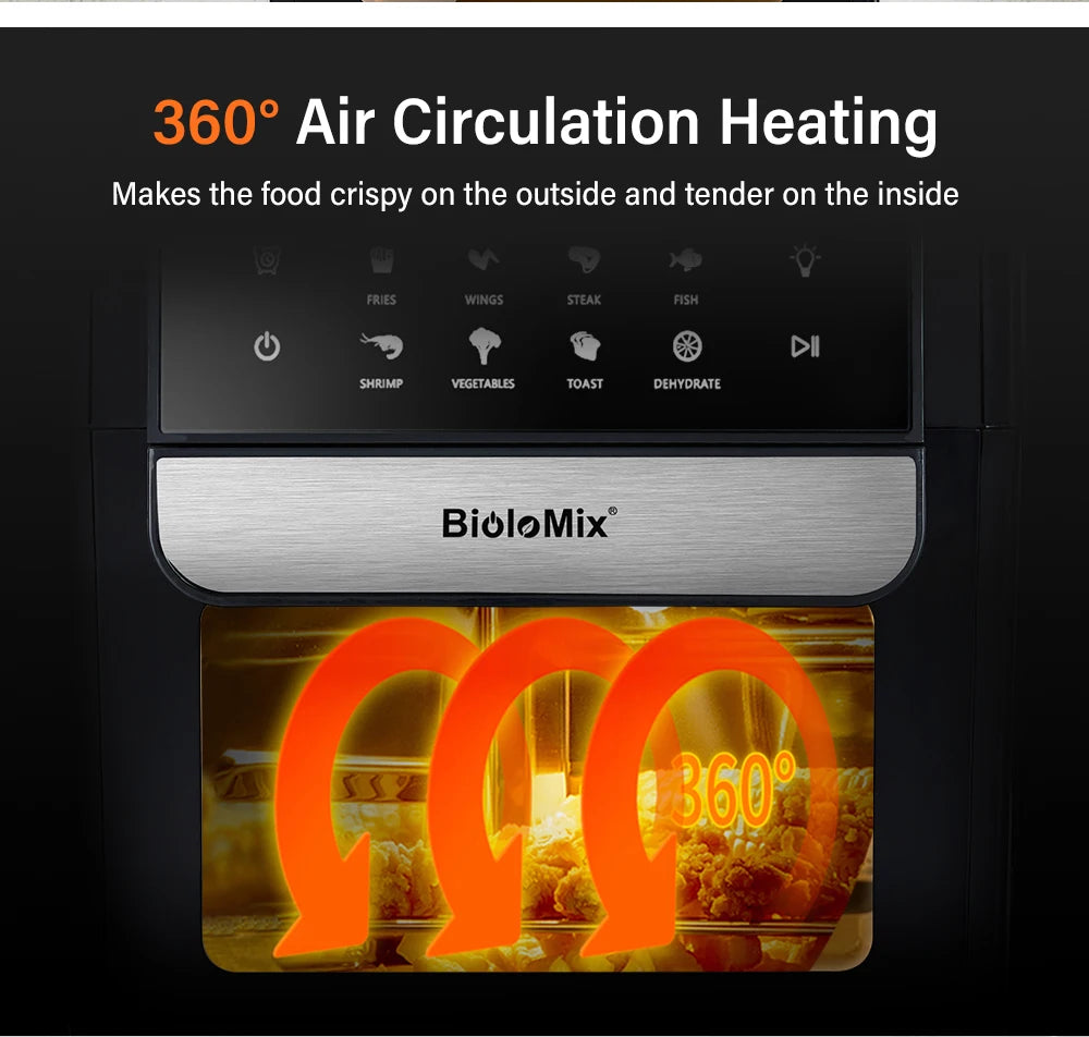 Multifunctional 7L Air Fryer Oiless Electric Oven, Dehydrator, Convection Oven, Touch Screen Presets Fry, Roast
