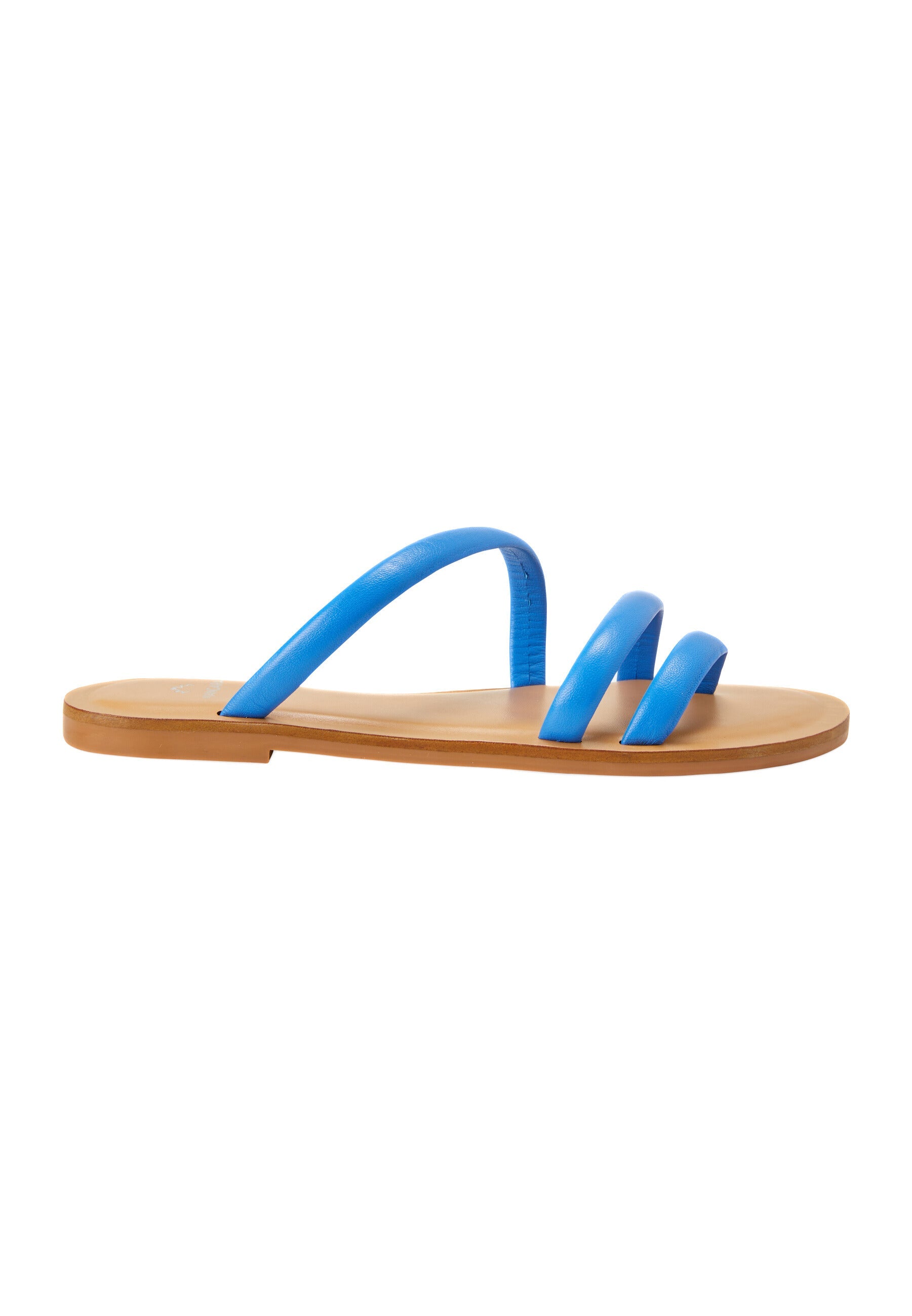 Cacau Calf Green Leather Three-Strap Slide Sandals