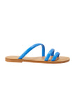 Cacau Calf Green Leather Three-Strap Slide Sandals