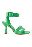 Uvaia Calf Green Leather Sandals – 8.5cm Sculpted Heel