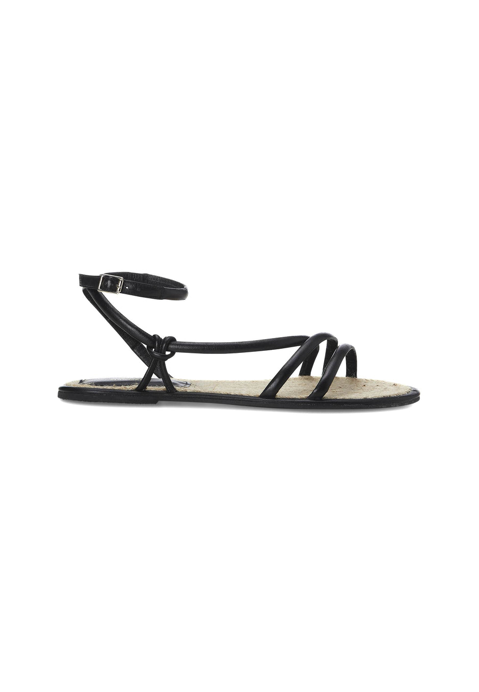 Angico Black Leather Strappy Flat (Copy)