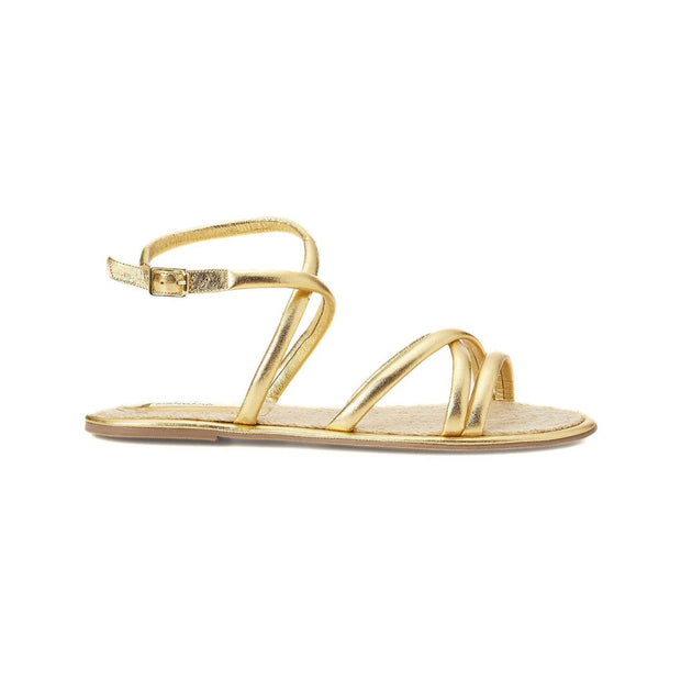 Angico Gold Leather Flat Sandals