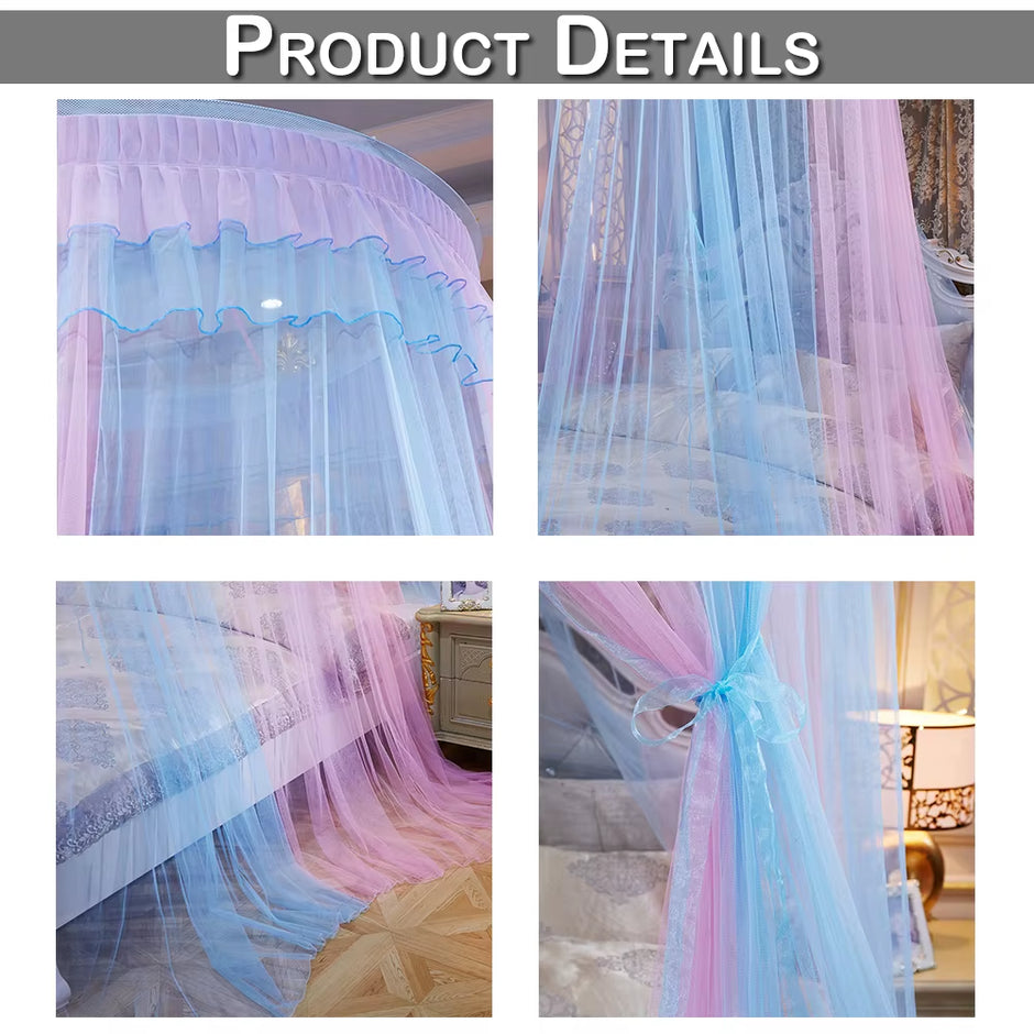 Bed Canopy Double Colors Hung Mosquito Net Princess Bed Tent Curtain Foldable Canopy on the Bed Elegant Fairy Lace Dossels D30