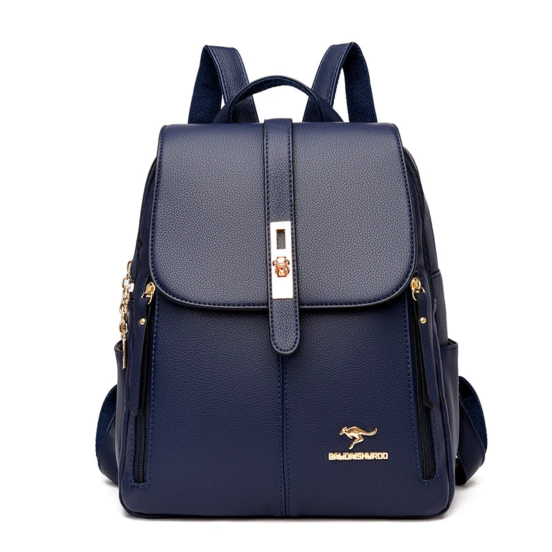Luxury Women Leather Backpacks for Girls Sac a Dos Casual Daypack Black Vintage Backpack School Bags for Girls Mochila Rucksack