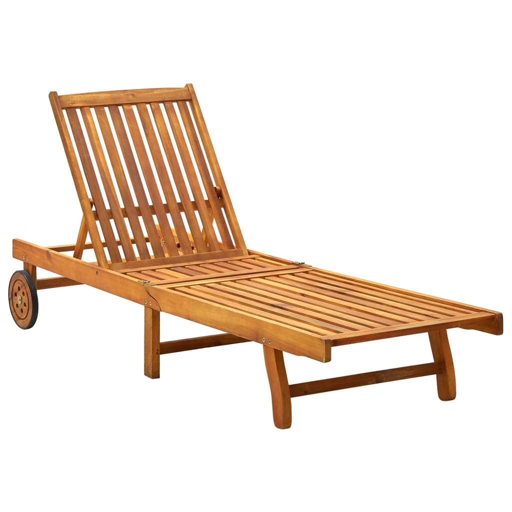 Ligstoel Massief Acacia Hout Bruin
