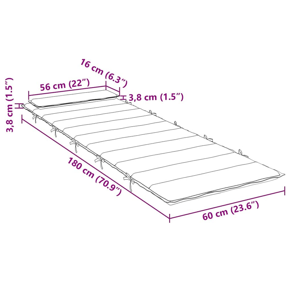 Ligbedkussen 180X60X4 Cm Oxford Stof