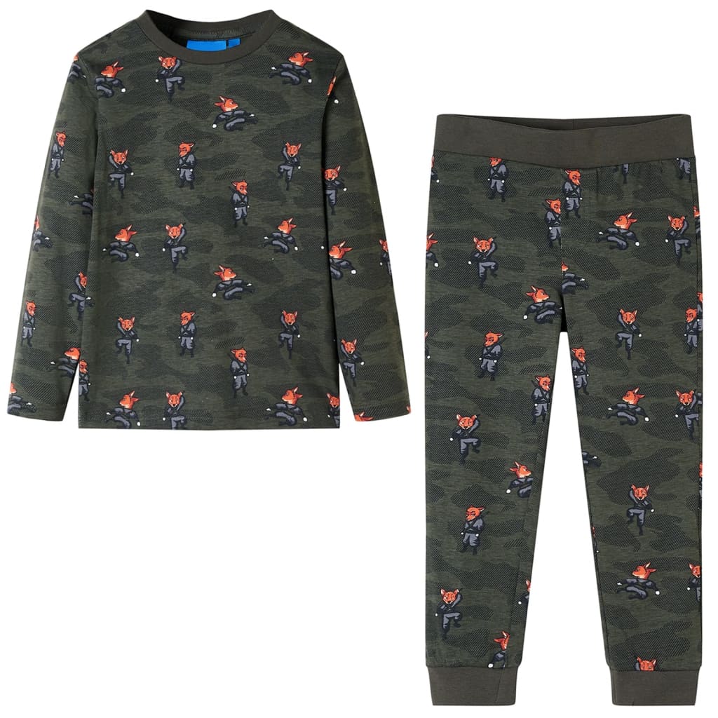 Vidaxl Kids' Long-Sleeved Pyjamas 128 Khaki