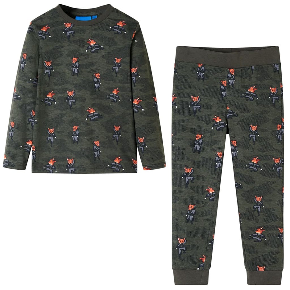 Vidaxl Kids' Long-Sleeved Pyjamas 128 Khaki