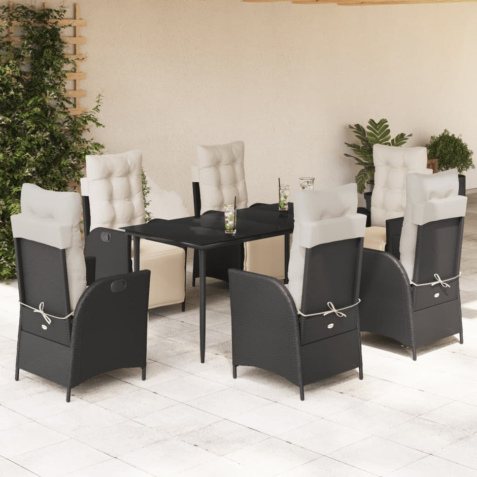 5-Delige Tuinset Met Kussens Poly Rattan Zwart