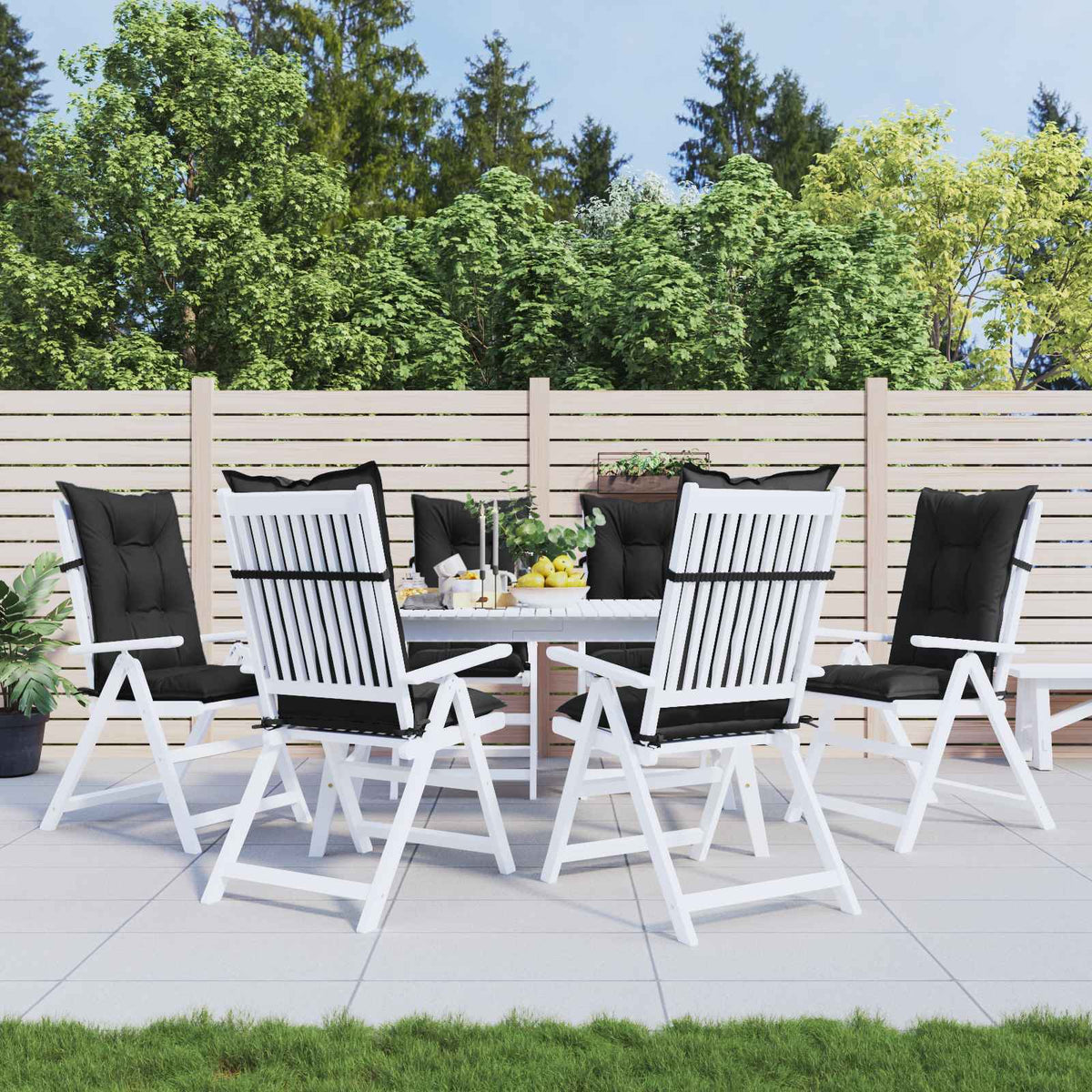 Set Hoge Rug Stoelkussens 6 St Polyester