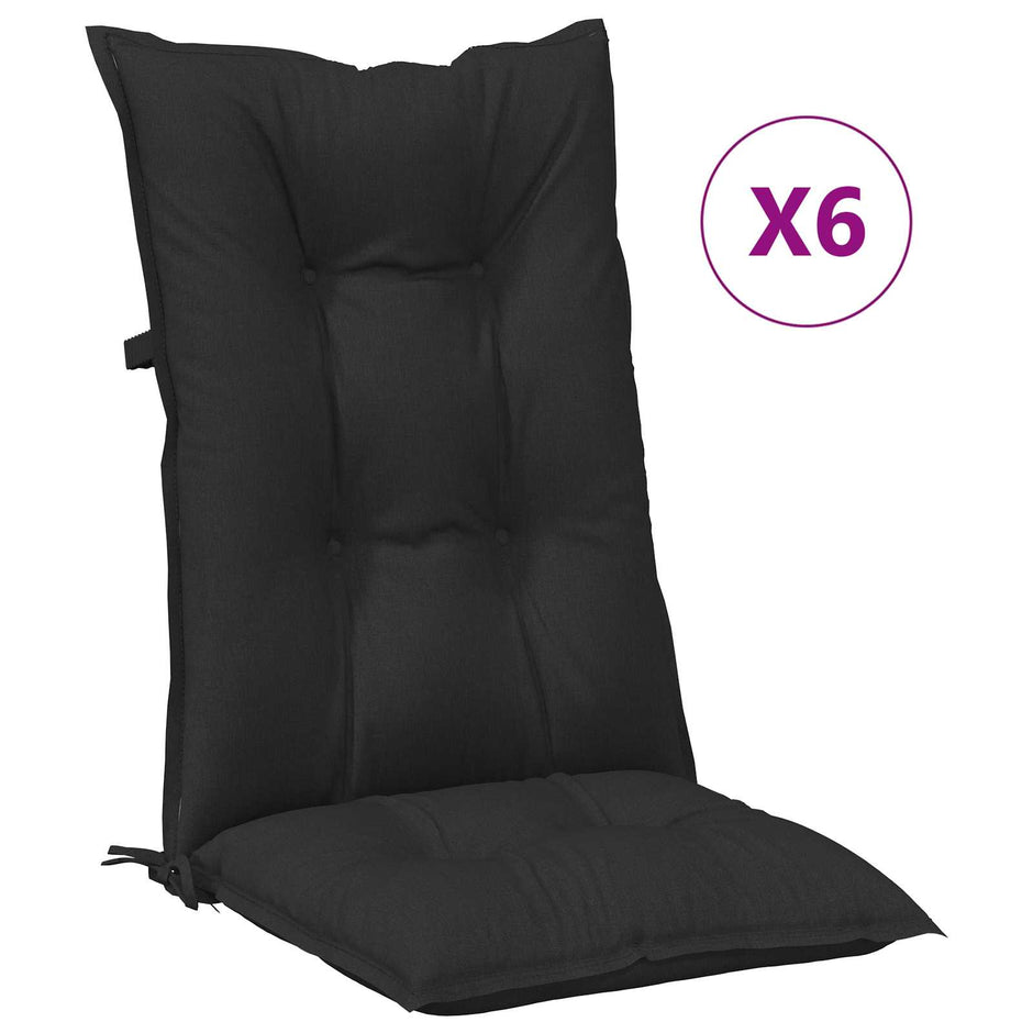 Set Hoge Rug Stoelkussens 6 St Polyester