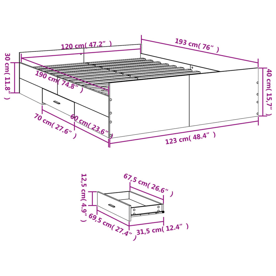 Bed Frame With Drawers Without Mattress Small Double