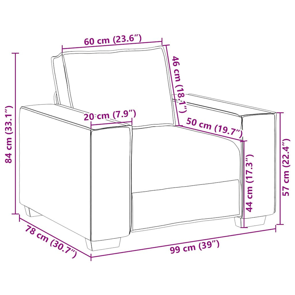 Sofa Stoel Wolk Grijs 100X78X84 Cm Stof