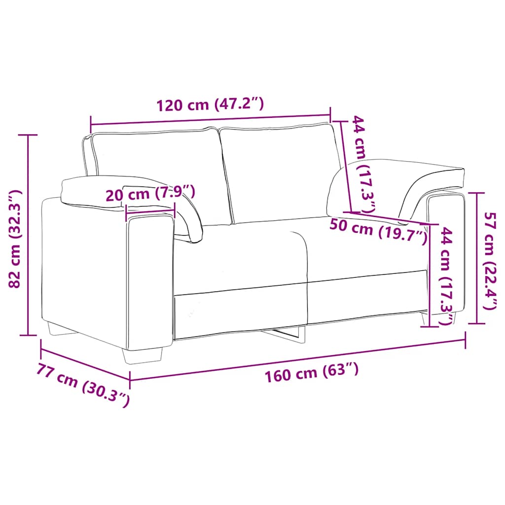 Loveseat Bank 160X77X82 Cm Fluweel