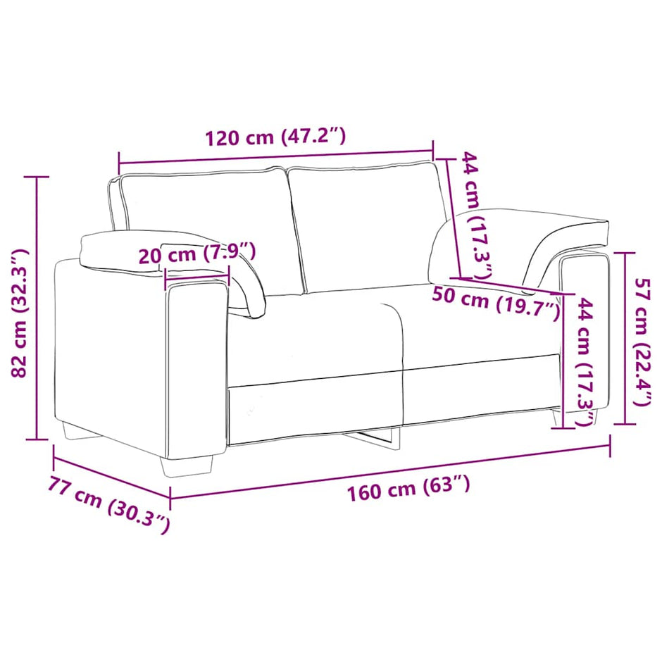 Loveseat Bank 160X77X82 Cm Fluweel