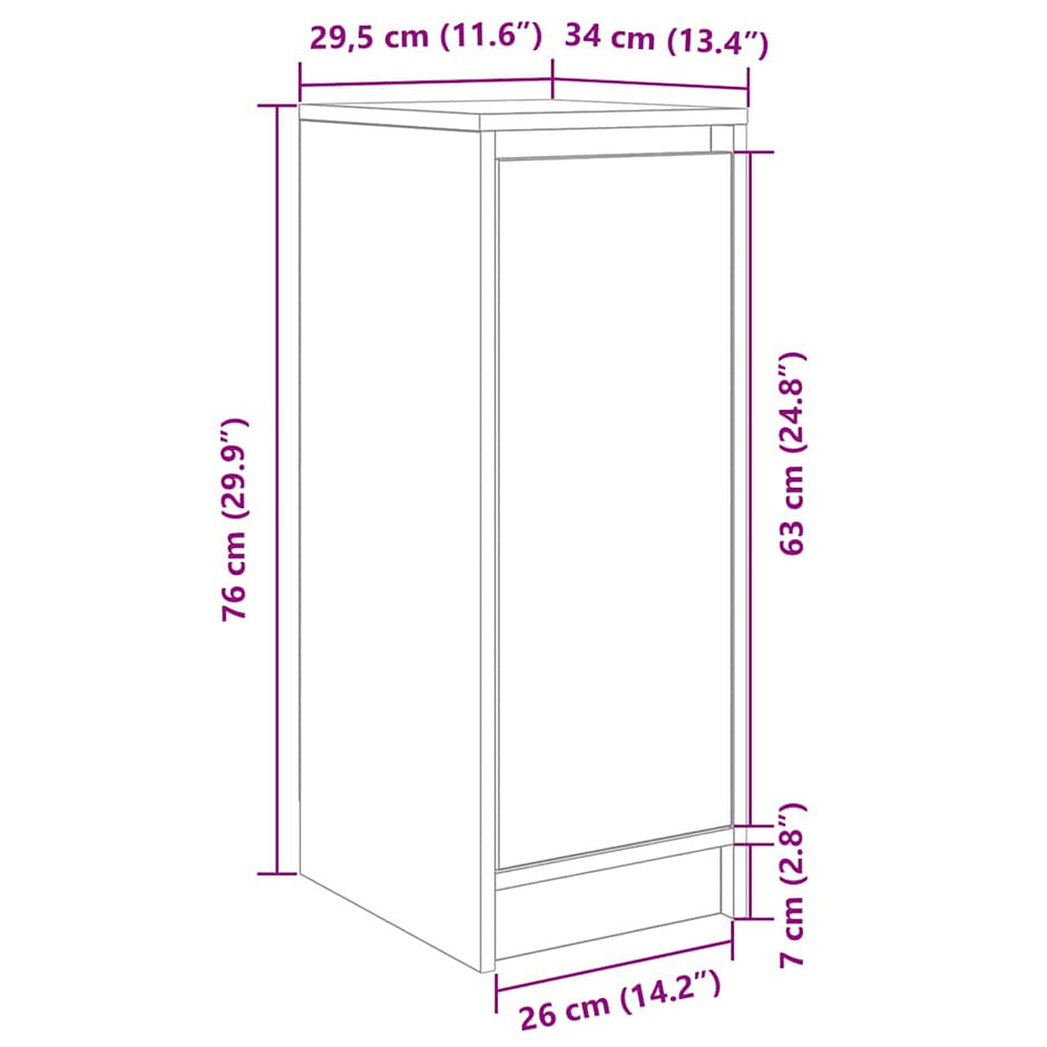 Schoenenkast 29,5X34X76 Cm Bewerkt Hout Wit