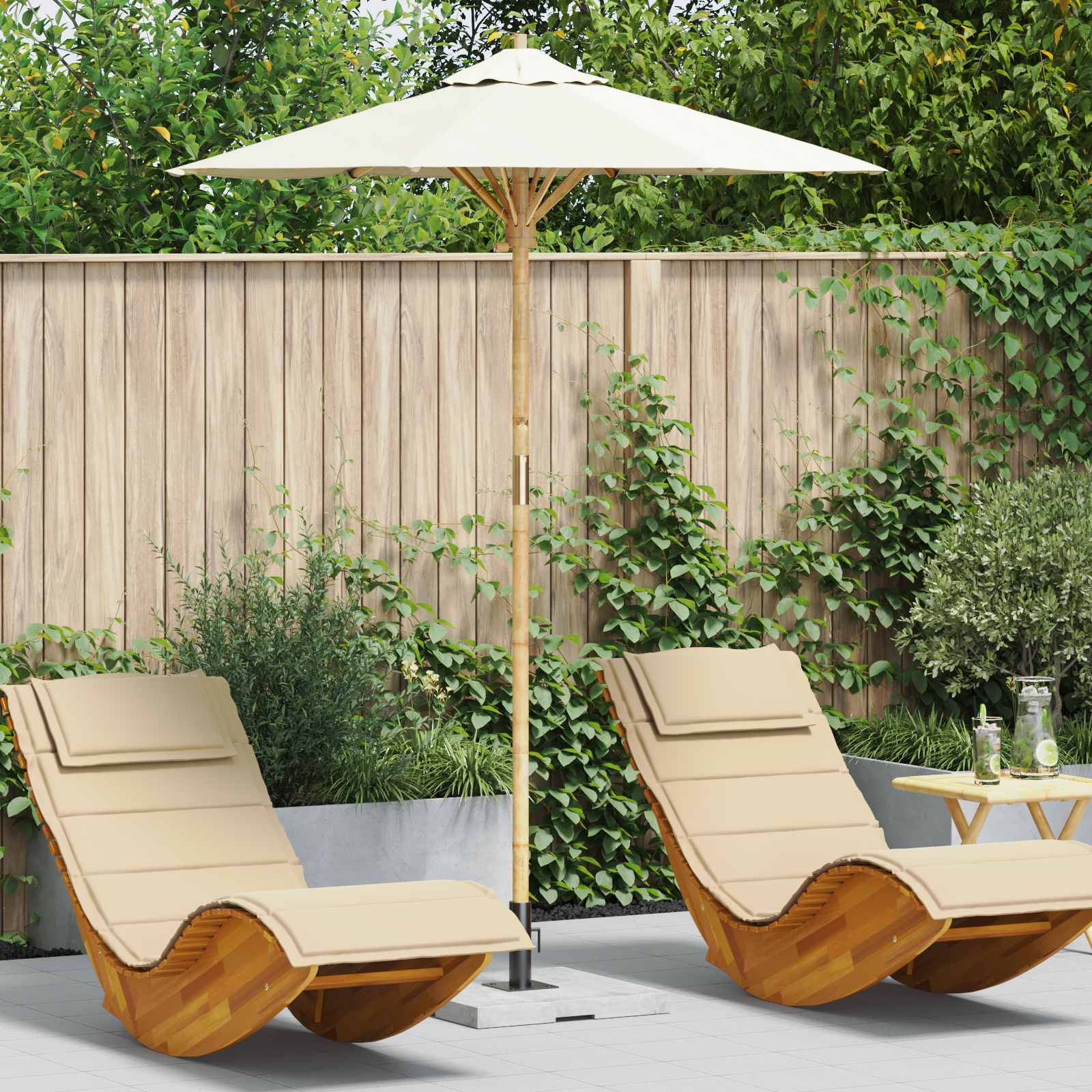 Tuinparasol Ø 240 X 260 Cm Bamboe Rond