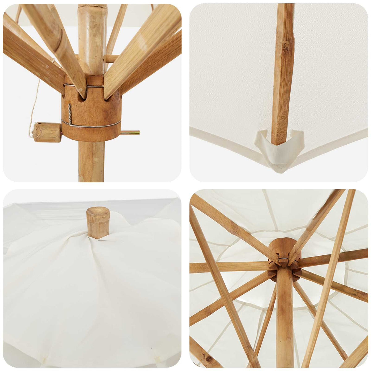Tuinparasol Ø 240 X 260 Cm Bamboe Rond