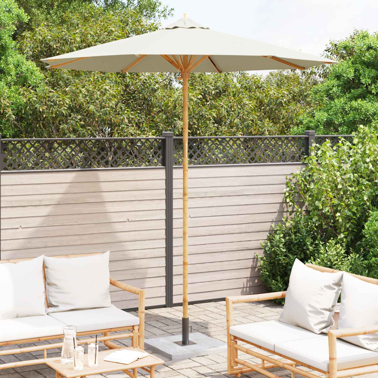 Tuinparasol Ø 240 X 260 Cm Bamboe Rond