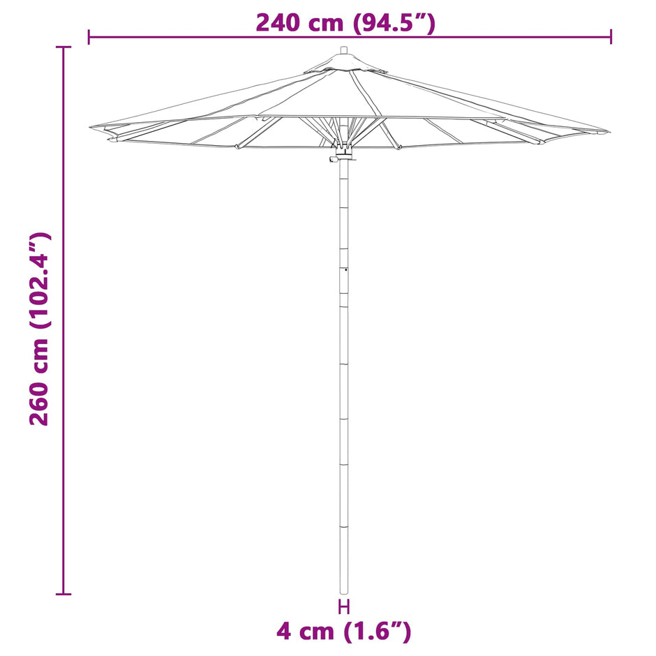 Tuinparasol Ø 240 X 260 Cm Bamboe Rond