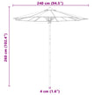 Tuinparasol Ø 240 X 260 Cm Bamboe Rond
