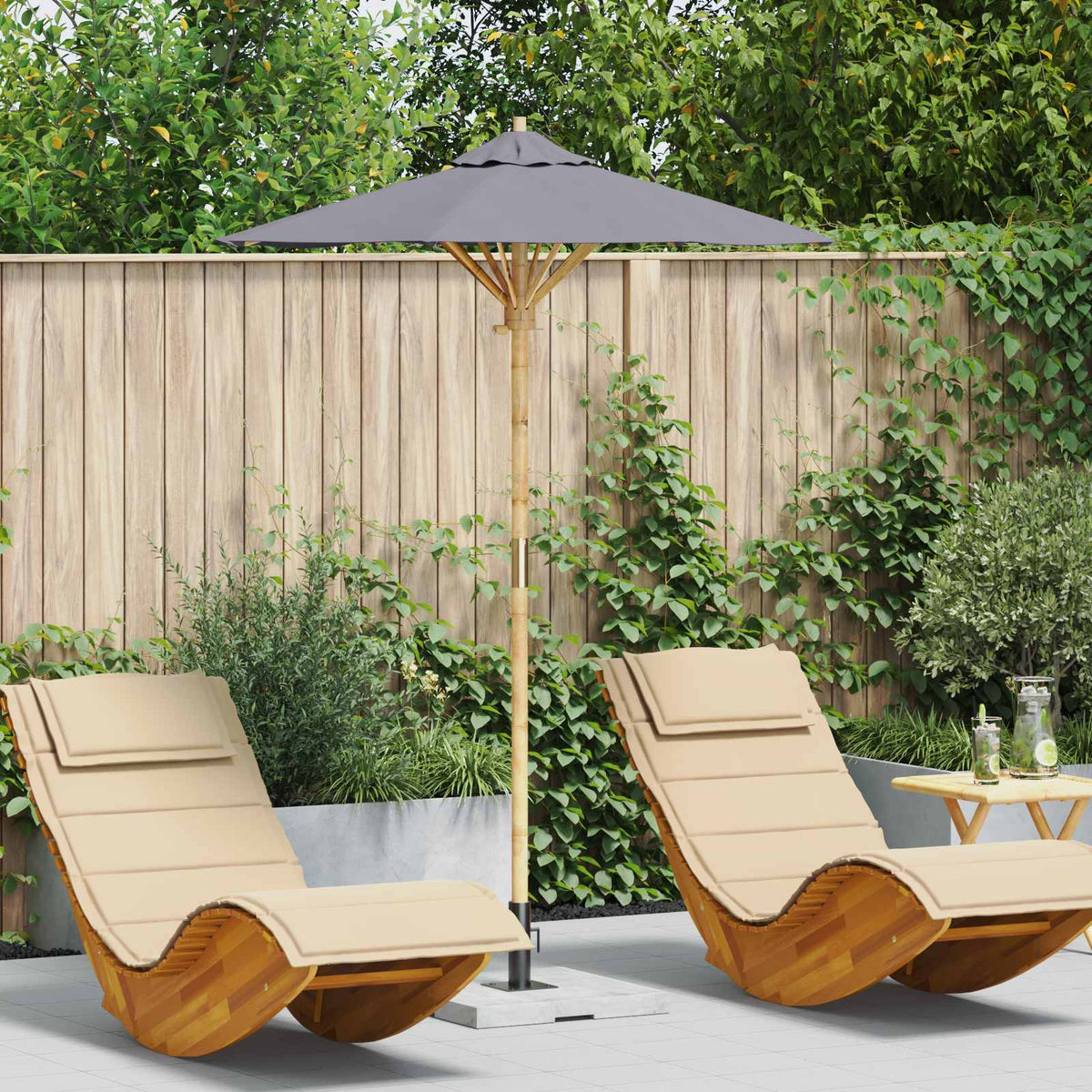 Tuinparasol Ø 240 X 260 Cm Bamboe Rond
