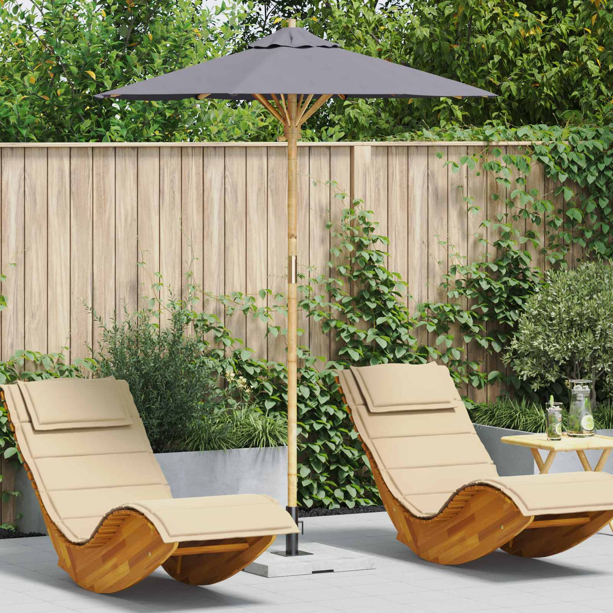 Tuinparasol Ø 240 X 260 Cm Bamboe Rond