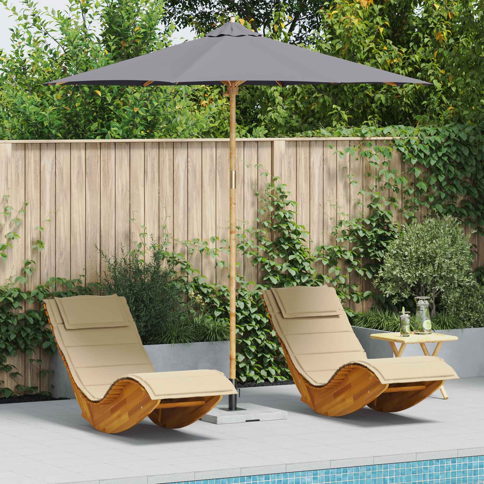 Tuinparasol Ø 240 X 260 Cm Bamboe Rond