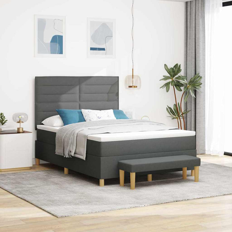 Boxspring Bed Met Hoofdeinde 190 X 140 Cm Stof