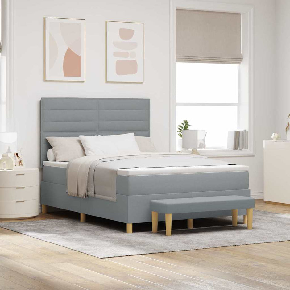 Boxspring Bed Met Hoofdeinde 190 X 140 Cm Stof