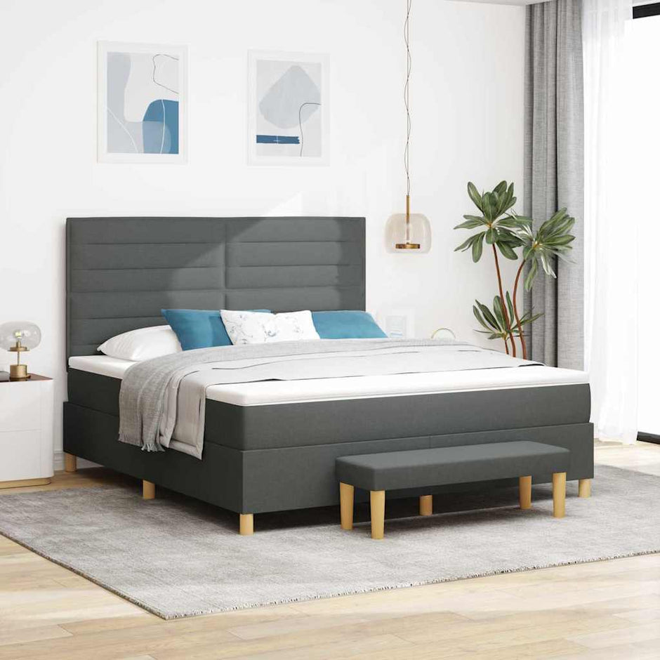 Boxspring Bed Met Hoofdeinde 190 X 140 Cm Stof