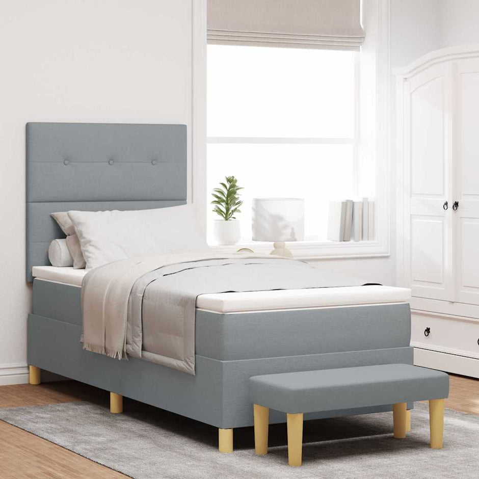 Boxspring Bed Met Hoofdeinde 190 X 140 Cm Stof