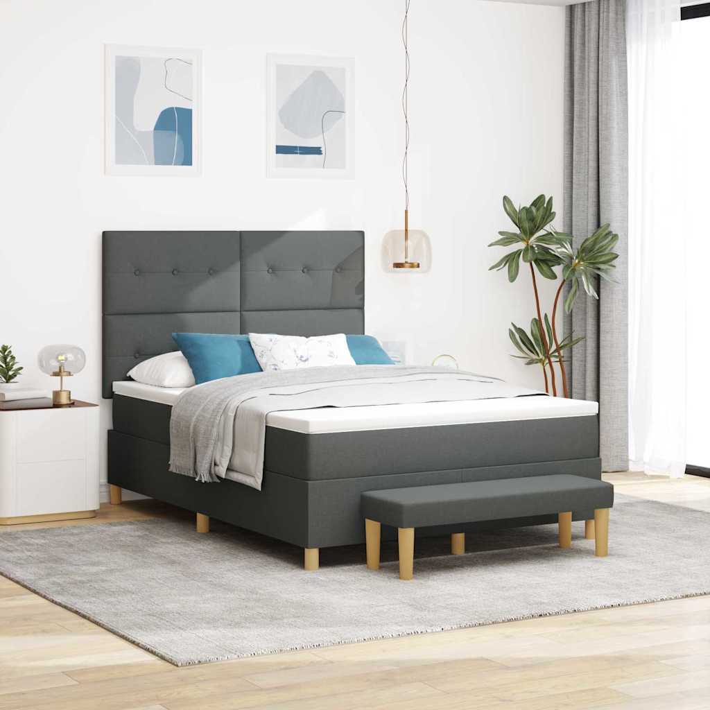 Boxspring Bed Met Hoofdeinde 190 X 140 Cm Stof