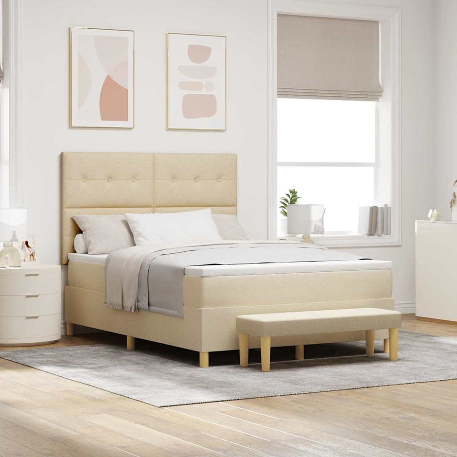 Boxspring Bed Met Hoofdeinde 190 X 140 Cm Stof