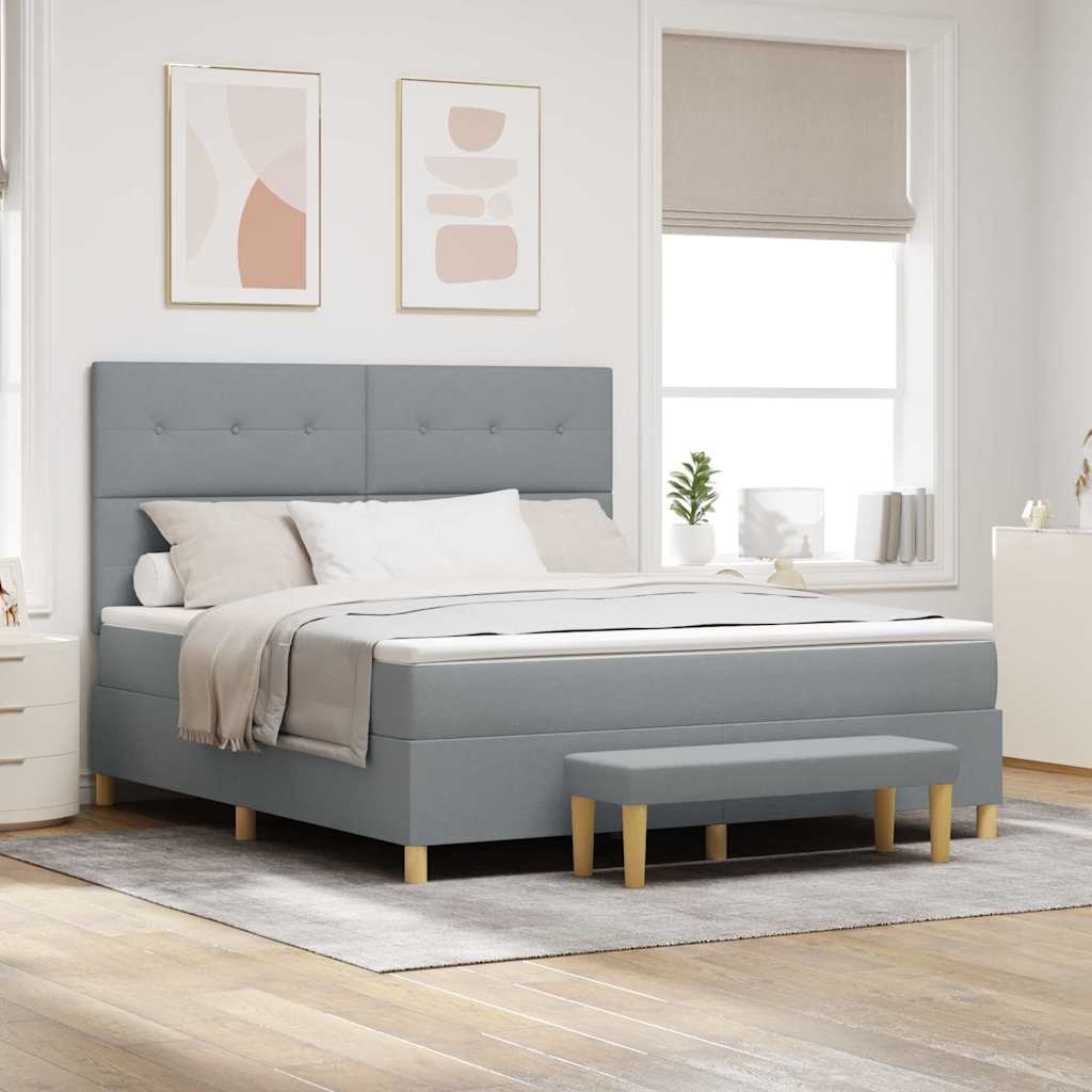 Boxspring Bed Met Hoofdeinde 190 X 140 Cm Stof