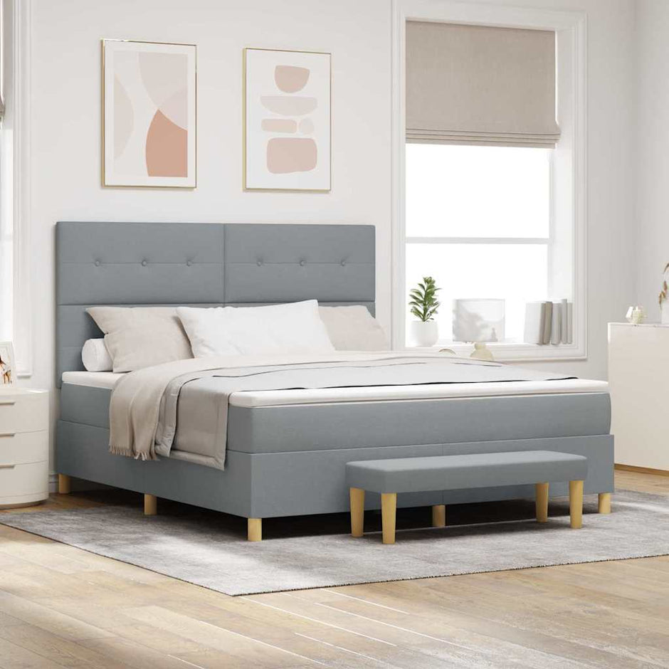 Boxspring Bed Met Hoofdeinde 190 X 140 Cm Stof