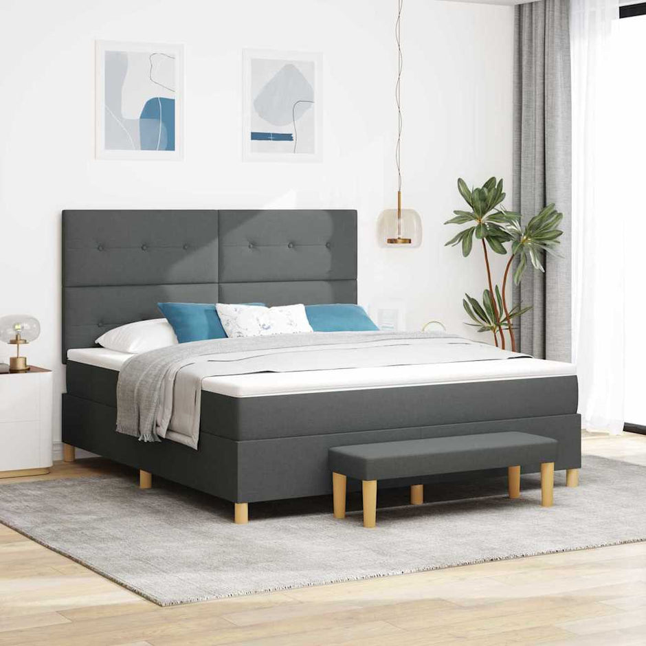 Boxspring Bed Met Hoofdeinde 190 X 140 Cm Stof