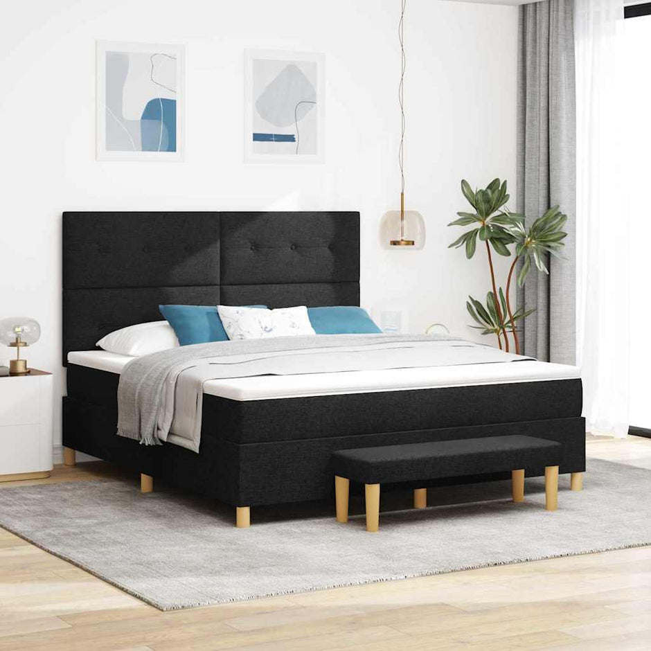 Boxspring Bed Met Hoofdeinde 190 X 140 Cm Stof