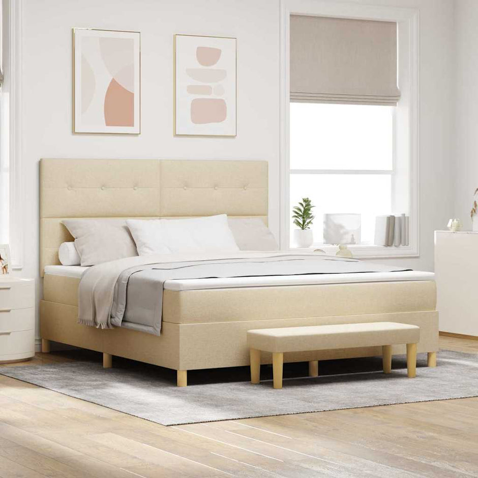 Boxspring Bed Met Hoofdeinde 190 X 140 Cm Stof
