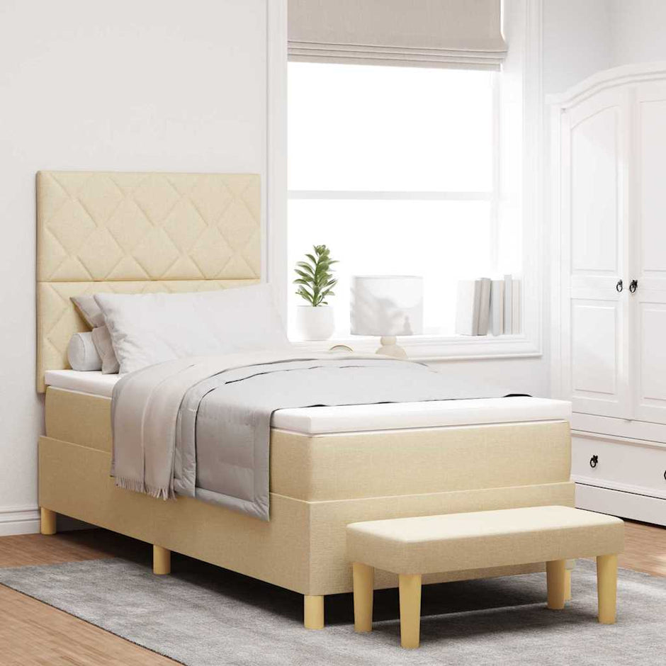Boxspring Bed Met Hoofdeinde 190 X 140 Cm Stof