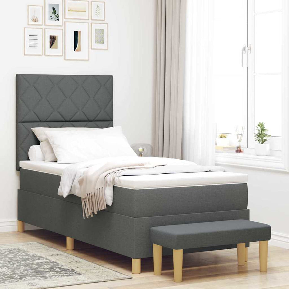 Boxspring Bed Met Hoofdeinde 190 X 140 Cm Stof