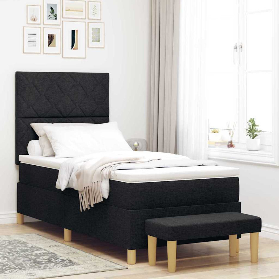 Boxspring Bed Met Hoofdeinde 190 X 140 Cm Stof