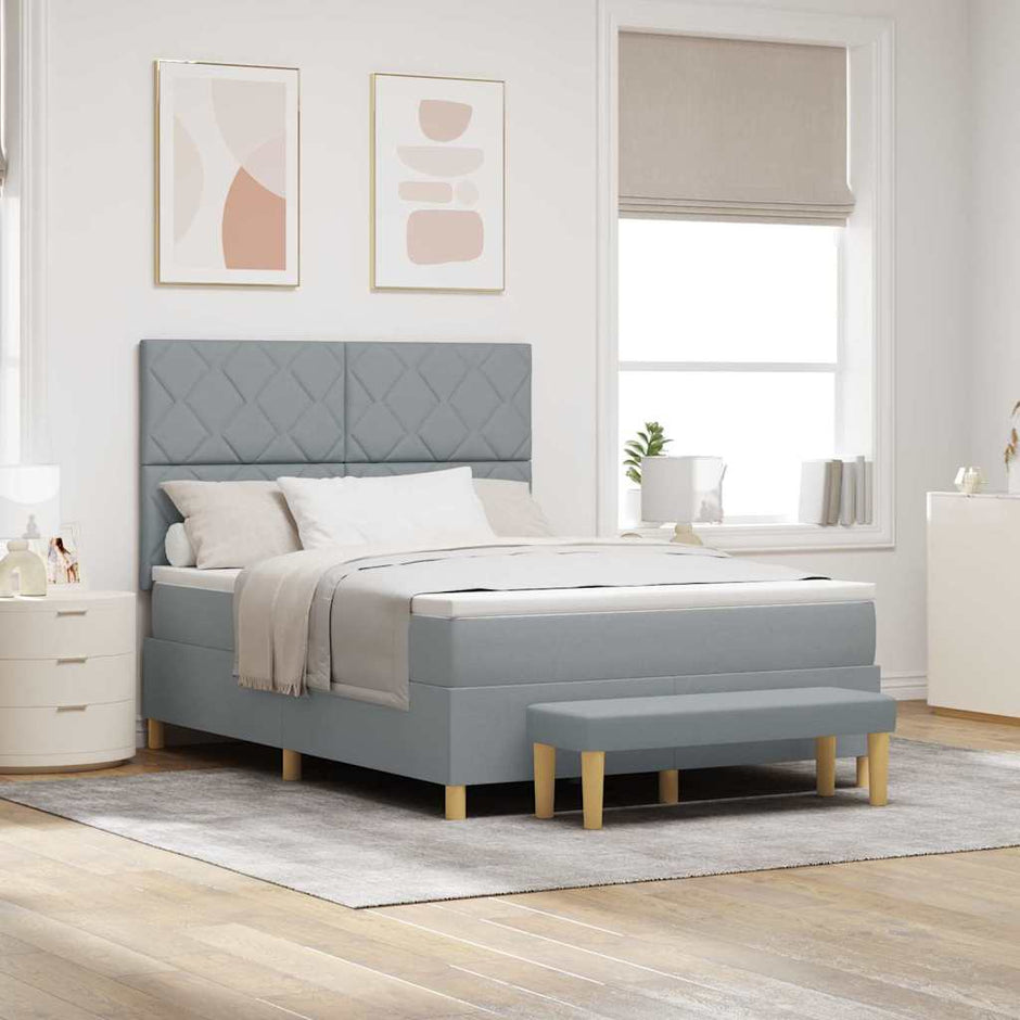 Boxspring Bed Met Hoofdeinde 190 X 140 Cm Stof