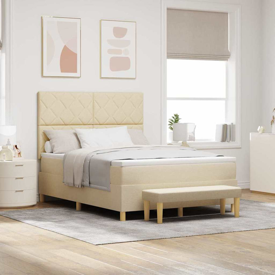 Boxspring Bed Met Hoofdeinde 190 X 140 Cm Stof